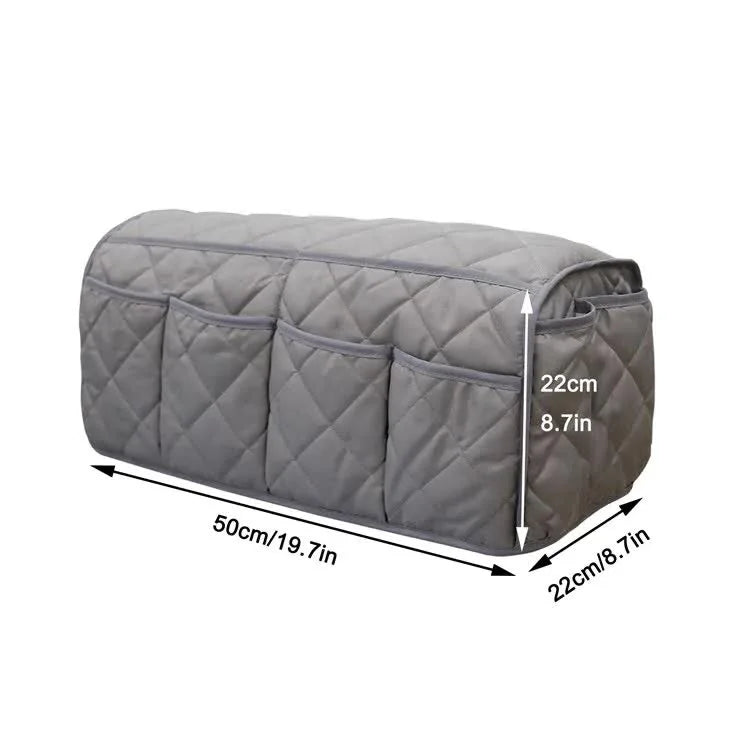 2 Pcs Grey Quilted Sofa Armrest Organizer Caddy