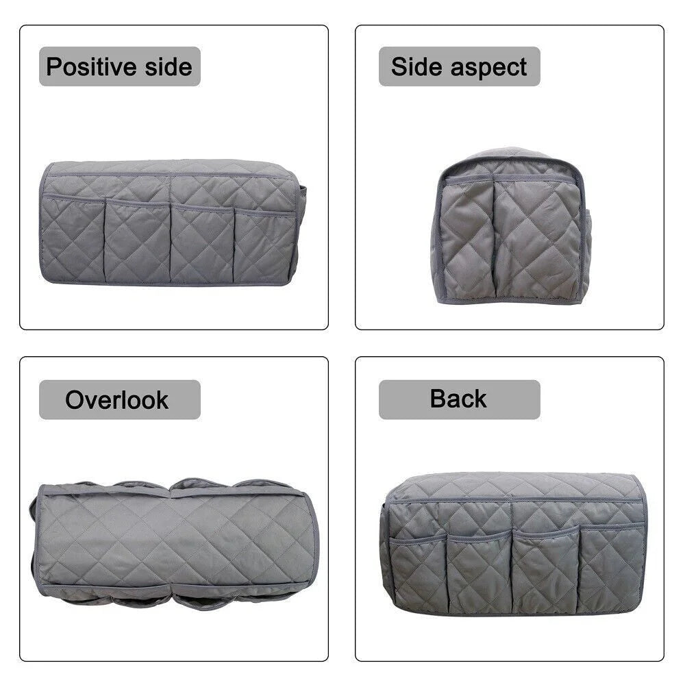 2 Pcs Grey Quilted Sofa Armrest Organizer Caddy