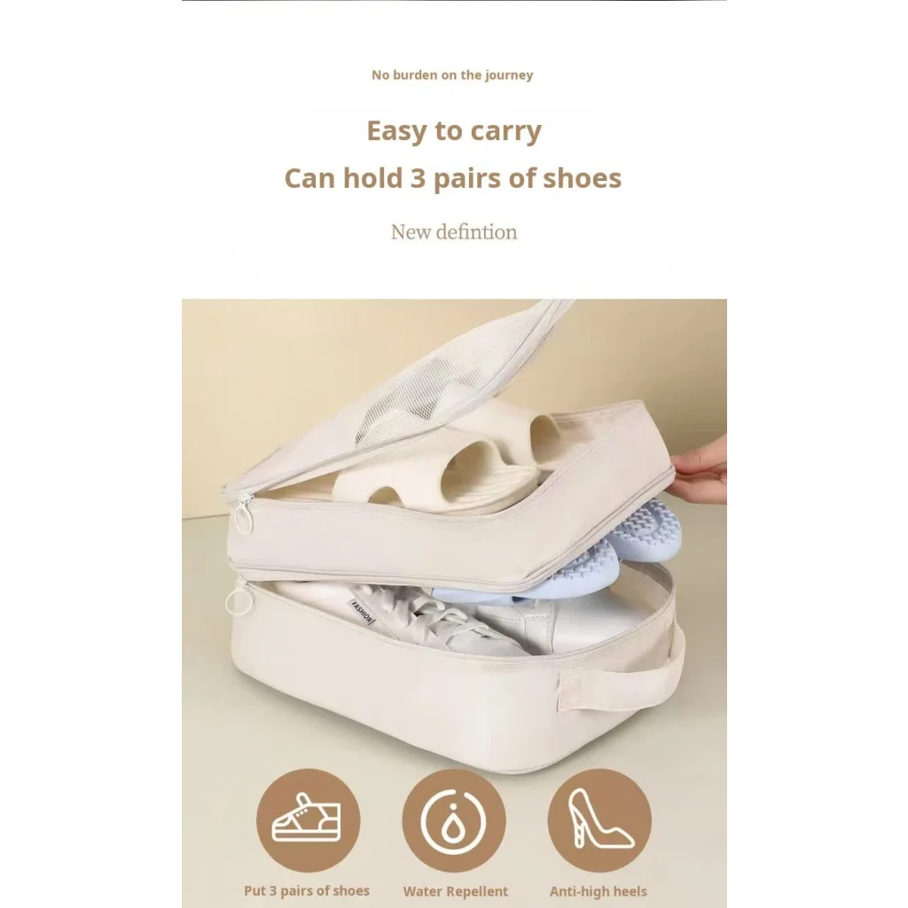 2 Pcs Grey Waterproof Foldable Travel Shoe Storage Bag
