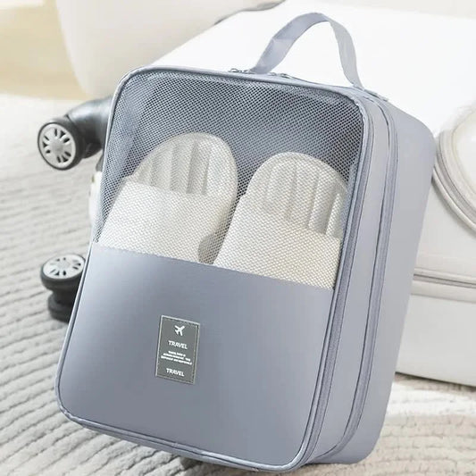 2 Pcs Grey Waterproof Foldable Travel Shoe Storage Bag