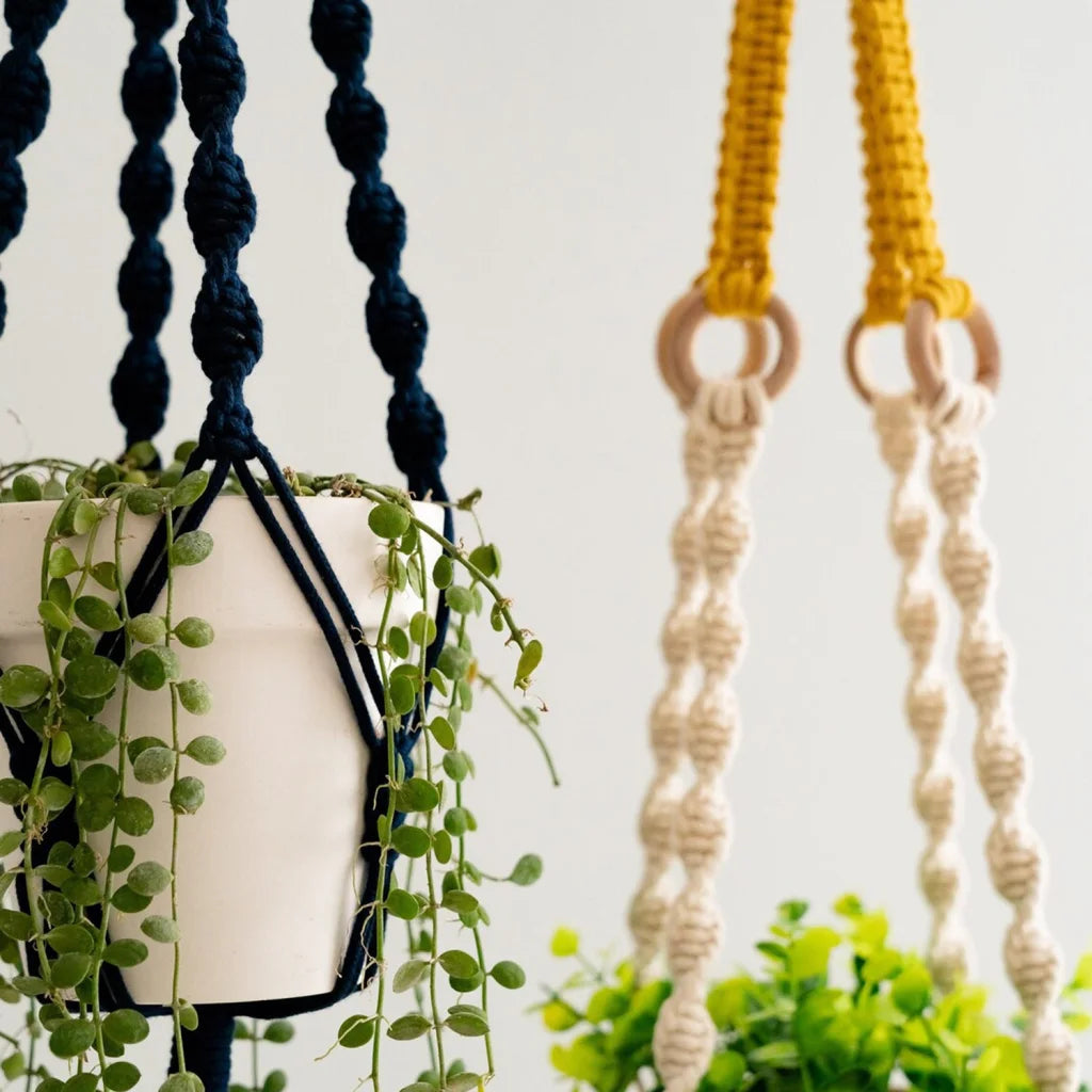 2 pcs Handwoven Plant Hanger-Cotton Rope Hanging Planter