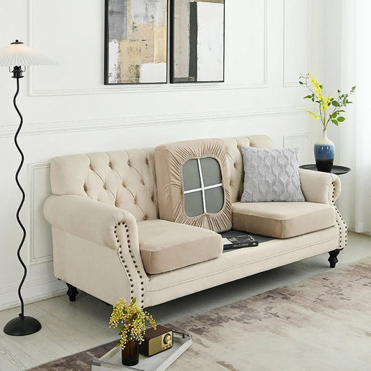 2 Pcs Khaki Elegant Polyester Sofa Cover - Full Protection