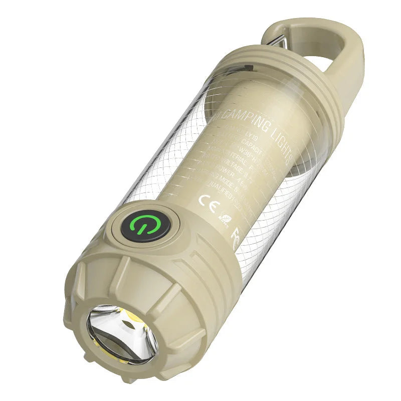 2 PCS Khaki Portable Outdoor Camping Light with 6 Modes &