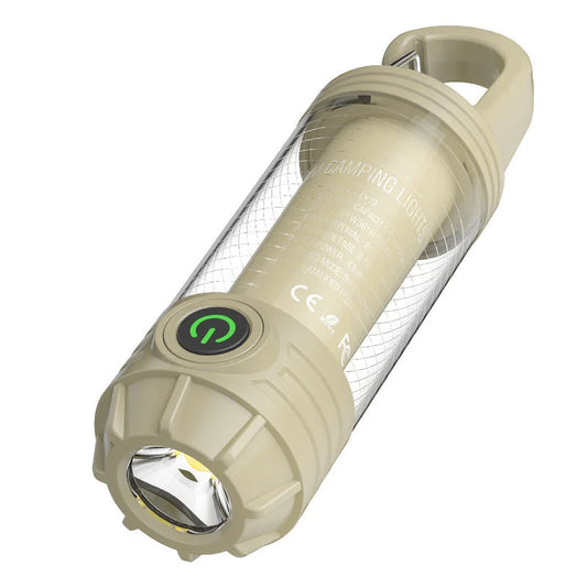 2 PCS Khaki Portable Outdoor Camping Light with 6 Modes &