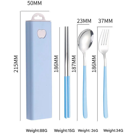2 - pcs Light blue Reusable Travel Utensil Set with Case