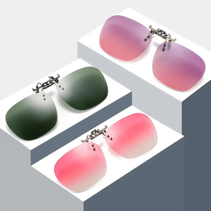 2 Pcs Night Vision Yellow Polarized Clip-On Sunglasses