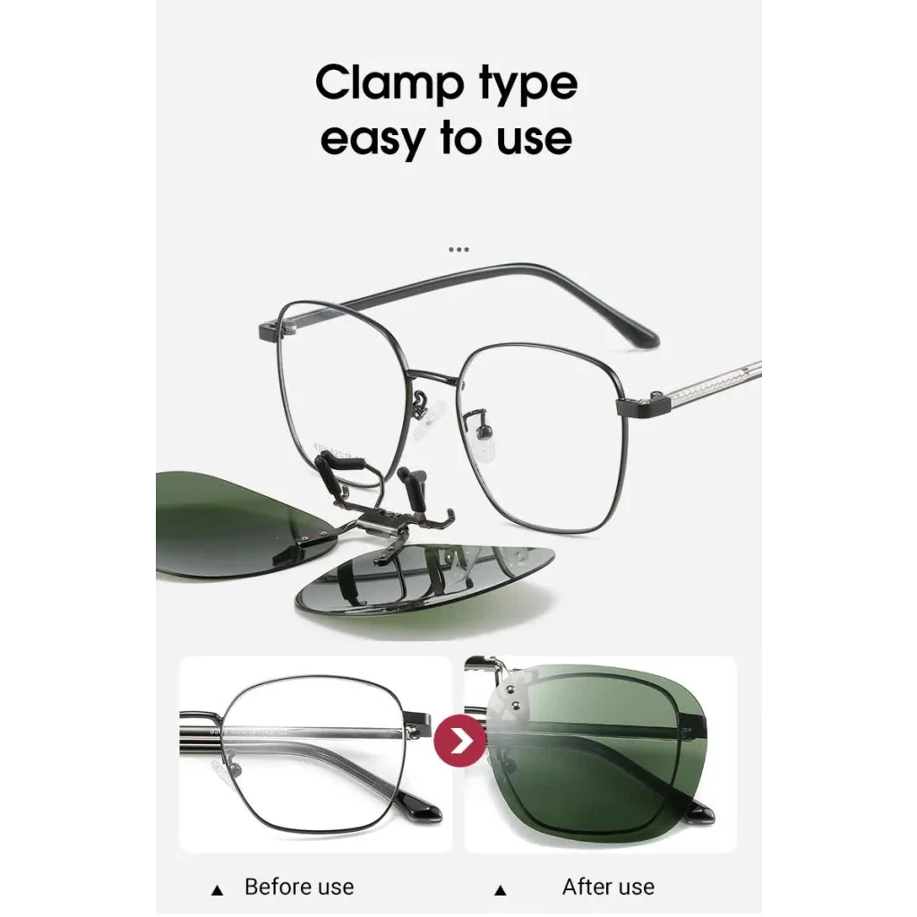 2 Pcs Night Vision Yellow Polarized Clip-On Sunglasses