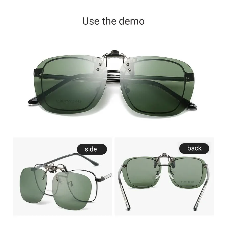 2 Pcs Night Vision Yellow Polarized Clip-On Sunglasses