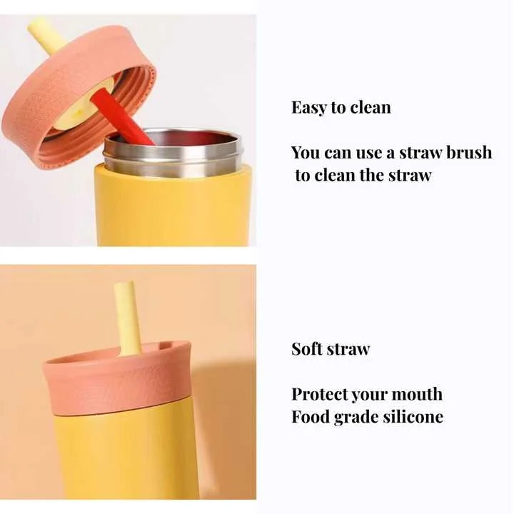 2 Pcs Pink 12oz Insulated Tumbler with Straw 304