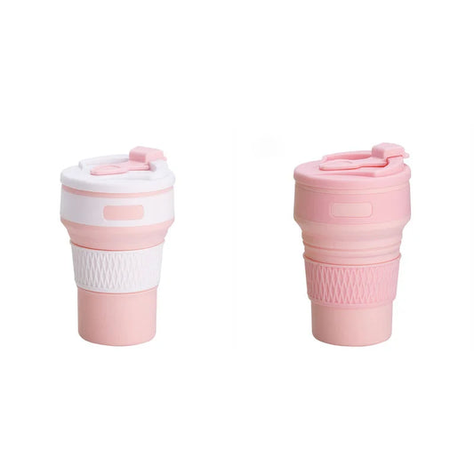 2 Pcs Pink Collapsible Silicone Coffee Cup – Portable