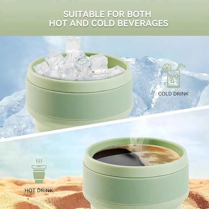 2 Pcs Pink Collapsible Silicone Coffee Cup – Portable