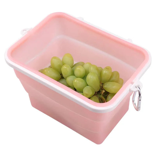 Set Of Two Pink Collapsible Silicone Food Storage
