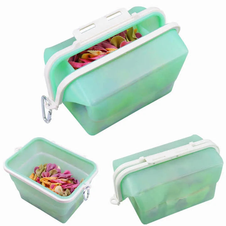 2 Pcs Pink Collapsible Silicone Food Storage Container