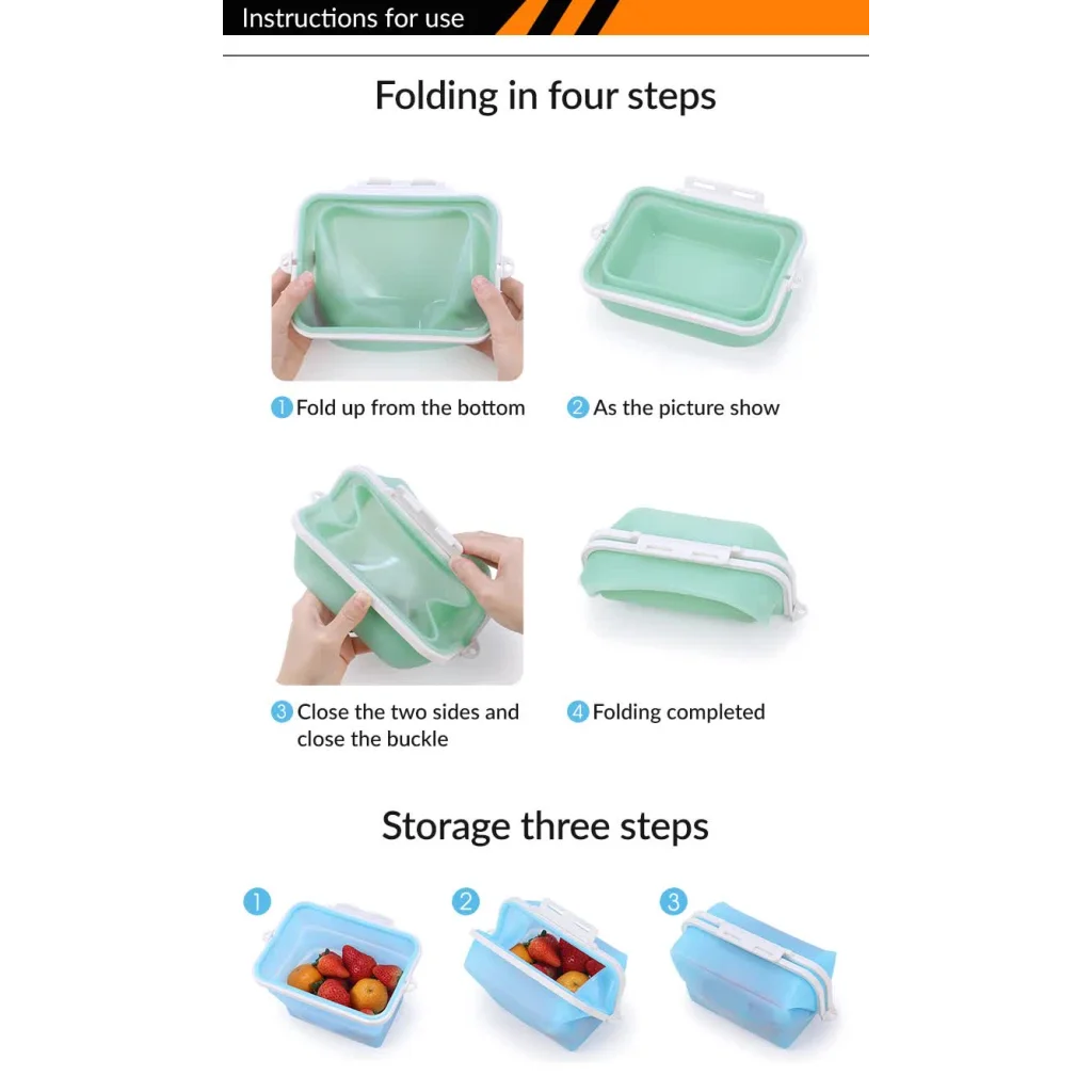 2 Pcs Pink Collapsible Silicone Food Storage Container