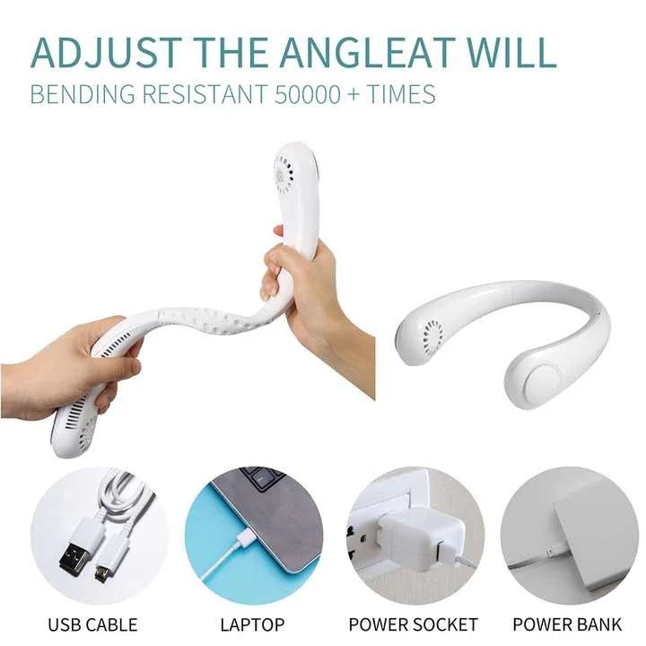 2 PCS Pink Portable Neck Fan - Hands-Free Personal Fan