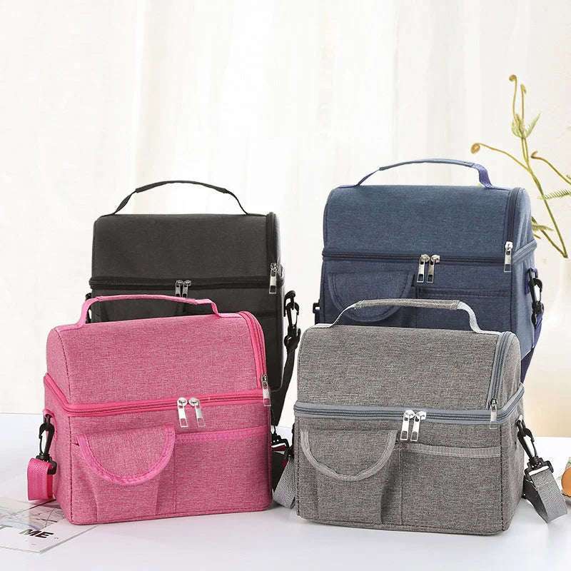 2 Pcs Pink Premium Double Layer Insulated Lunch Bag - 8.4L