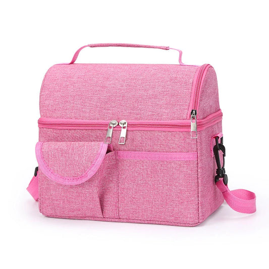 2 Pcs Pink Premium Double Layer Insulated Lunch Bag - 8.4L