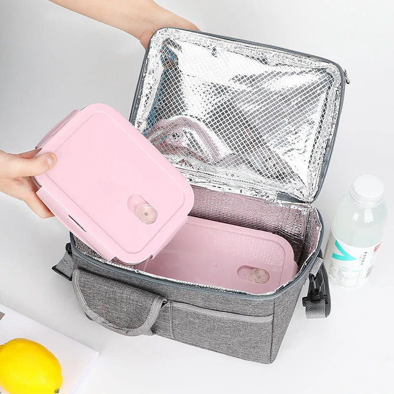 2 Pcs Pink Premium Double Layer Insulated Lunch Bag - 8.4L