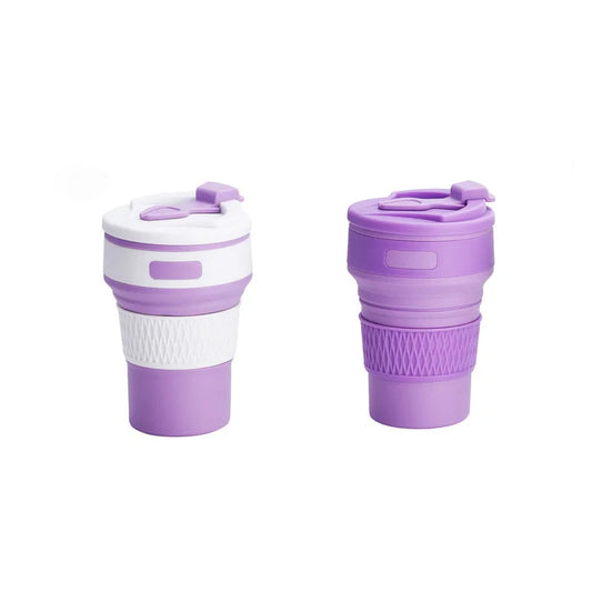 2 Pcs Purple Collapsible Silicone Coffee Cup - Portable