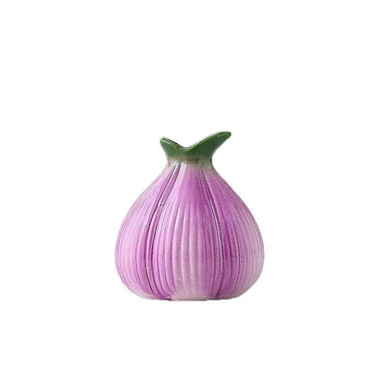 2 Pcs Purple Creative Onion-Shaped Ceramic Vase