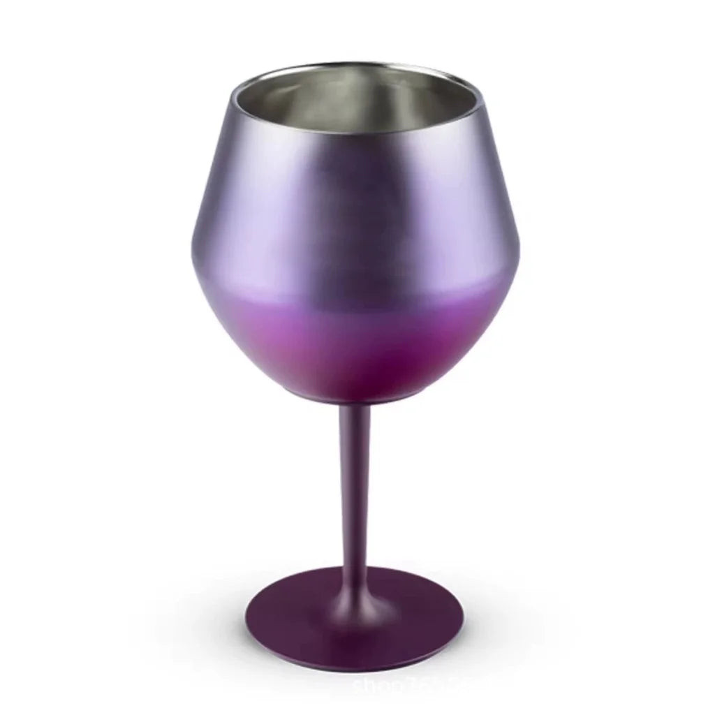 2 Pcs Purple Detachable Stainless Steel Wine Glass 14oz