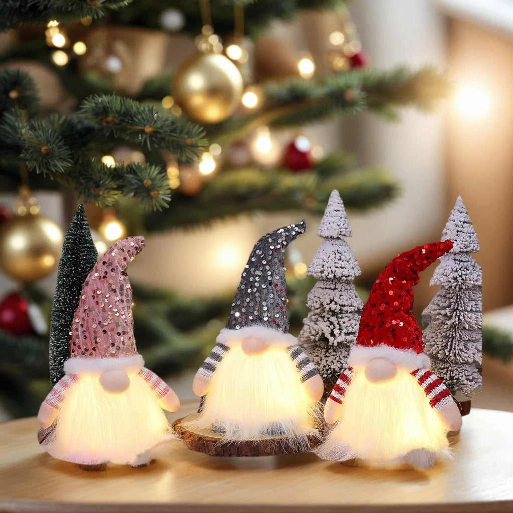 2 Pcs Red Charming Light-Up Christmas Gnome - Festive