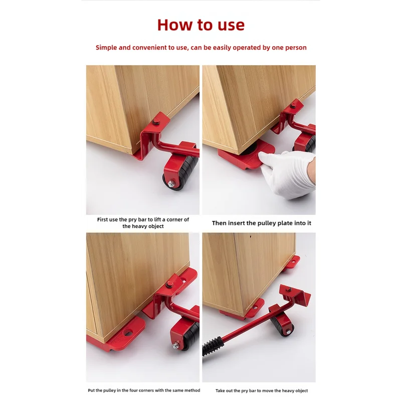 2 Pcs Red Heavy Duty Furniture Moving System Sliding Dolly