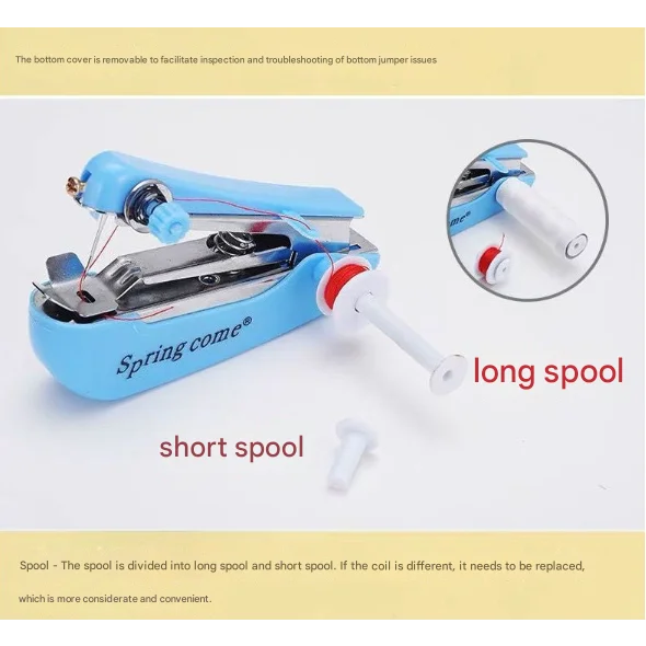 2 Pcs Red Portable Mini Handheld Sewing Machine - Manual