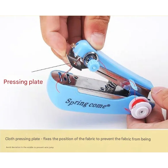 2 Pcs Red Portable Mini Handheld Sewing Machine - Manual