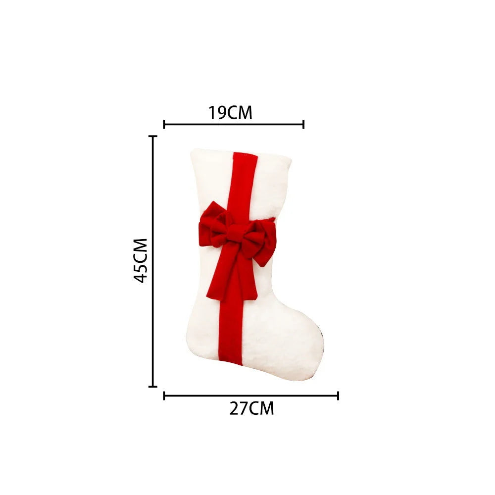 2 Pcs Red Stitching Red Bow Luxurious Velvet Christmas