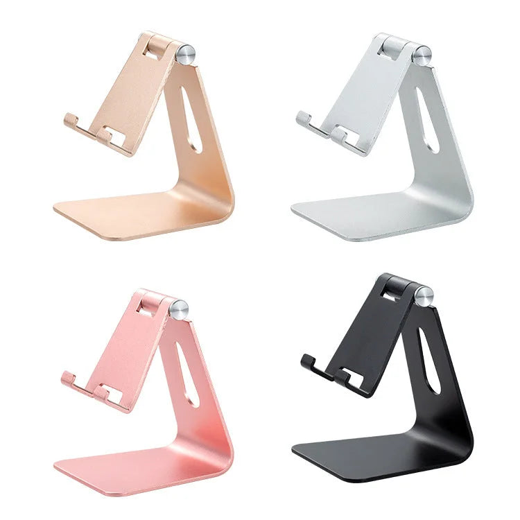 2 Pcs Silver Foldable Aluminum Alloy Phone & Tablet Stand