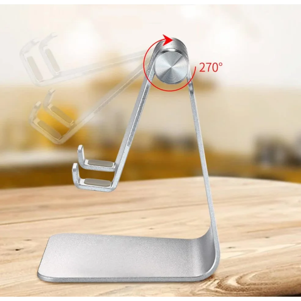 2 Pcs Silver Foldable Aluminum Alloy Phone & Tablet Stand
