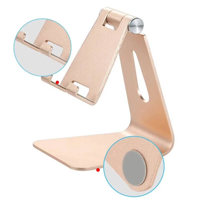 2 Pcs Silver Foldable Aluminum Alloy Phone & Tablet Stand