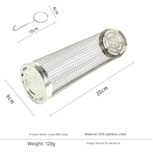 2 Pcs Size L Silver Rolling Stainless Steel BBQ Grill