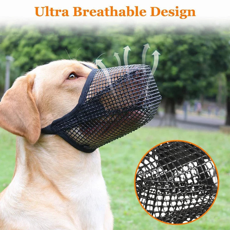 2 Pcs Size M Black Breathable Mesh Dog Muzzle