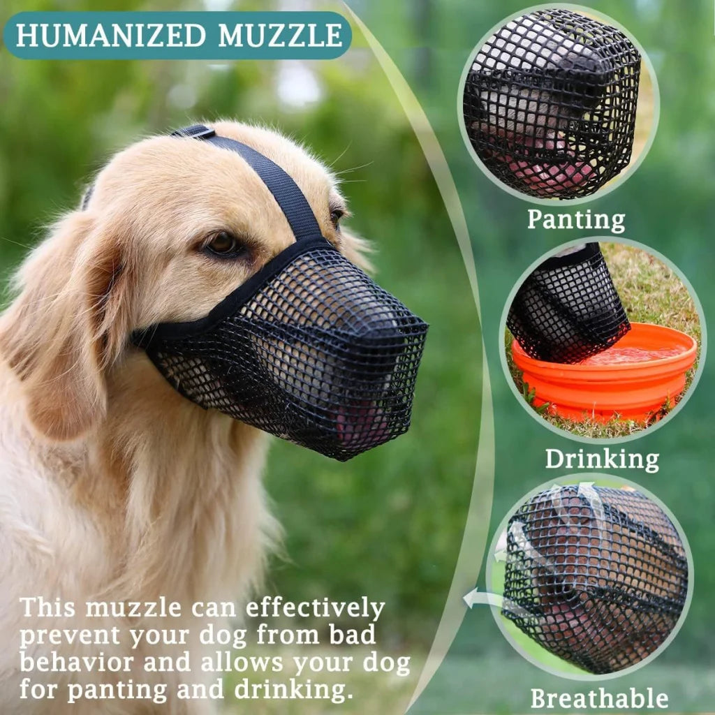 2 Pcs Size S Black Breathable Mesh Dog Muzzle