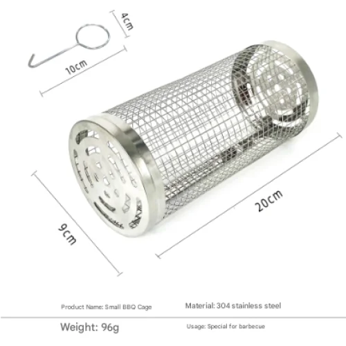 2 Pcs Size S Silver Rolling Stainless Steel BBQ Grill