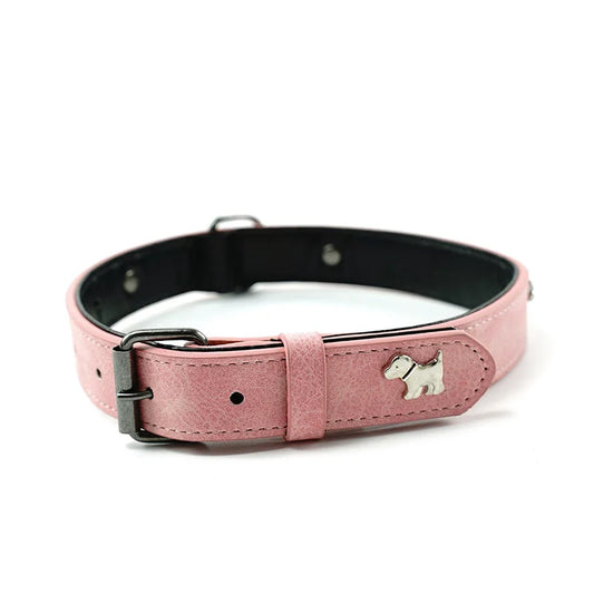 2 PCS Soft Leather Dog Collar - Adjustable & Durable