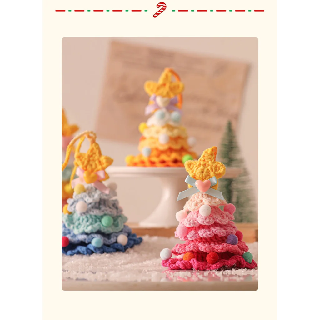 2 Pcs Style A Yellow and Pink Handmade Crochet Christmas