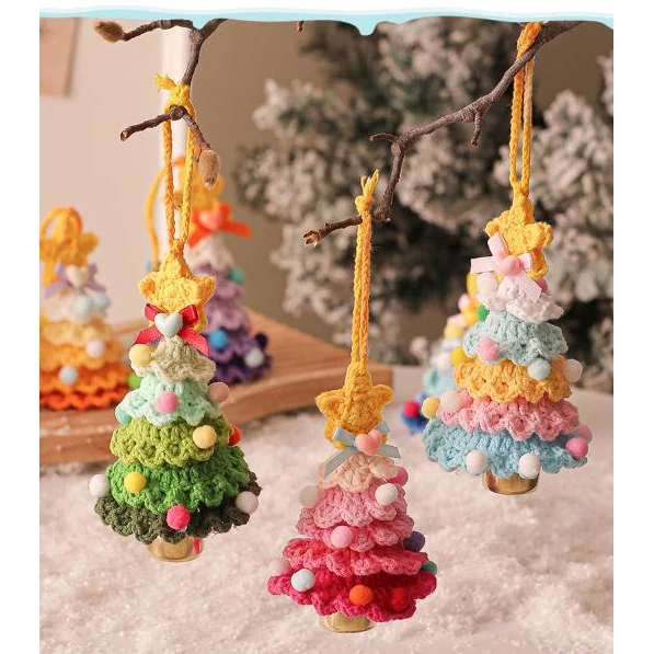 2 Pcs Style C Yellow and Green Handmade Crochet Christmas