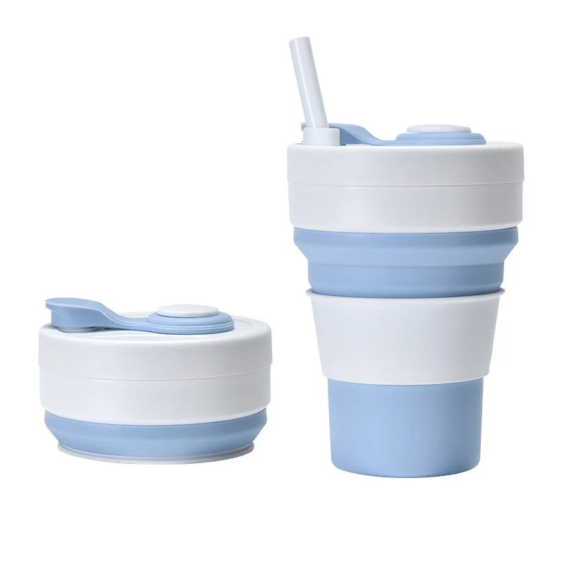 Set Of Two White and Blue 350ml Collapsible