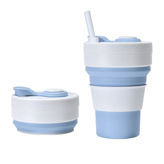Set Of Two White and Blue 350ml Collapsible