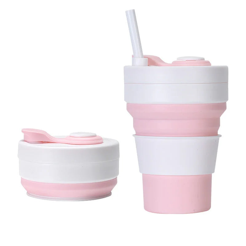 Set Of Two White and Pink 350ml Collapsible