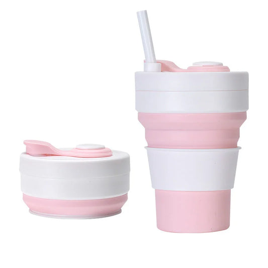 Set Of Two White and Pink 350ml Collapsible