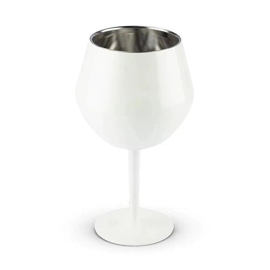 2 Pcs White Detachable Stainless Steel Wine Glass 14oz