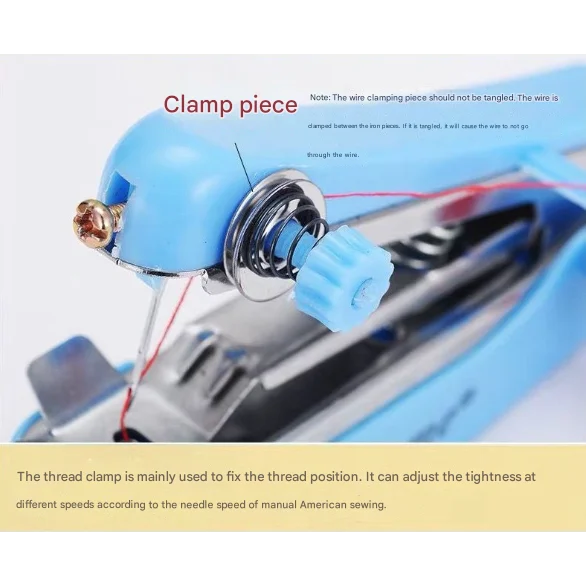 2 Pcs White Portable Mini Handheld Sewing Machine - Manual