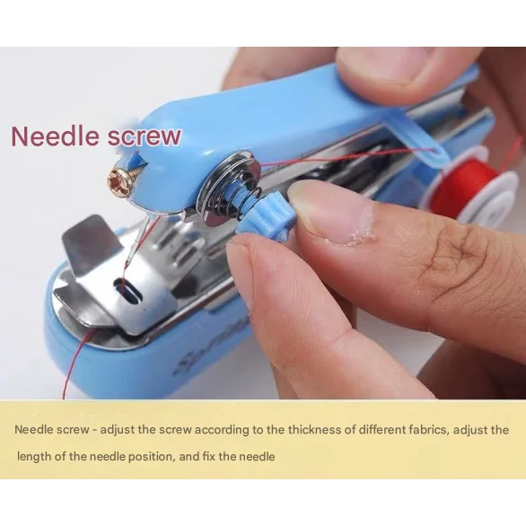 2 Pcs White Portable Mini Handheld Sewing Machine - Manual