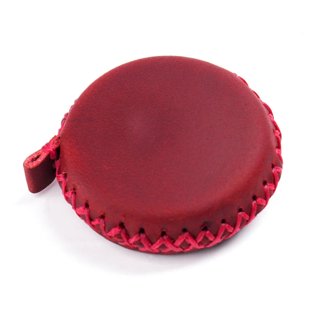 2 PCS Wine Red Hand-Stitched Leather Tape Measure - Compact