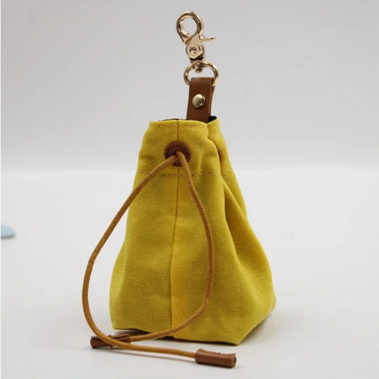 2-PCS Yellow Clip-On Canvas Dog Treat Pouch - Portable