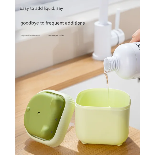 2 Pcs Yellow Cute Cat Press-to-Dispense Soap Pump & Sponge